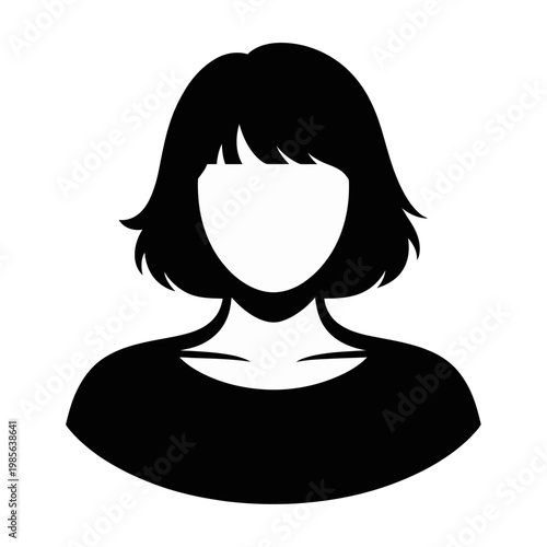 Vector of a woman's head and shoulders with a blank face.