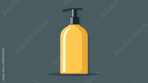 A cartoon illustration of a golden pump dispenser on a dark gray background
