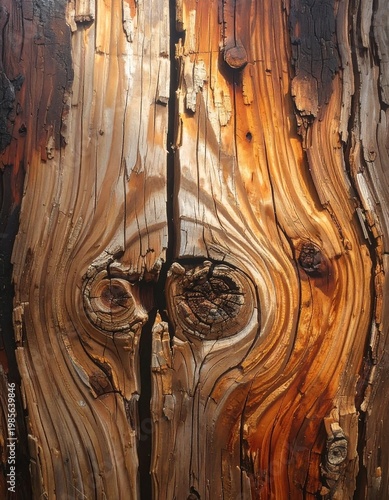 A close-up of a textured wooden surface with knots and natural patterns