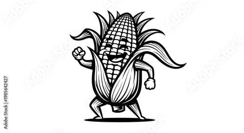 Happy Corn Character Dancing and Cheering