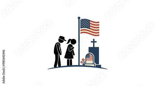 Memorial Day Remembrance Couple Pays Respects at Tombstone