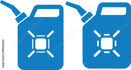 Two blue jerry cans for fuel or liquid transport