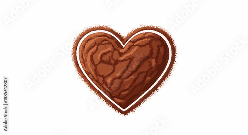 Heart shape created from rich, textured cocoa powder or chocolate