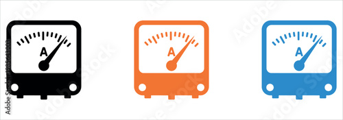 Professional Ammeter Icon Set for Electrical Measurement Energy Monitoring and Engineering Concept Vector Illustration.