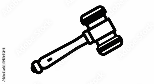 A black and white illustration of a gavel