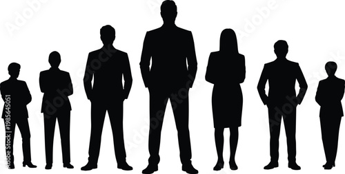 Business people silhouettes teamwork corporate group professional suits design flat vector