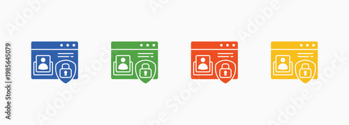 Website Privacy Icon Set Color Multiple Style Collection Element For Design