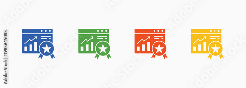 Website Ranking Icon Set Color Multiple Style Collection Element For Design