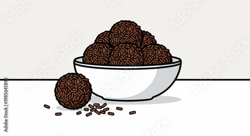 A bowl overflowing with rich chocolate treats, some scattered around