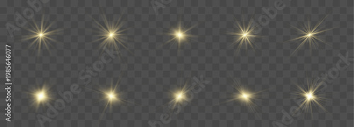 Collection of sun icons with symmetrical rays and minimal look vector