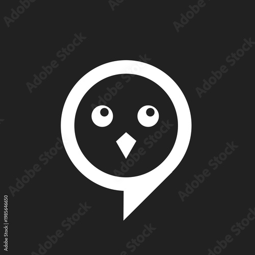 Minimalist Owl Chat Bubble Logo Icon