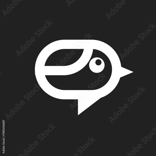 Modern Minimalist Bird Head and Speech Bubble Communication Logo