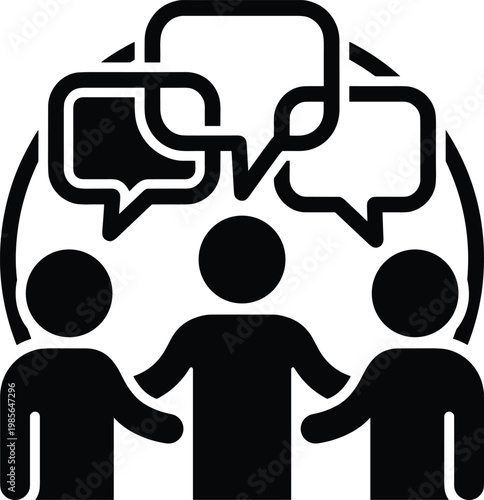 Group people talking in a circle together