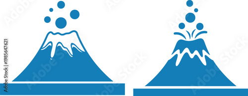 Volcano eruption icon vector set for nature