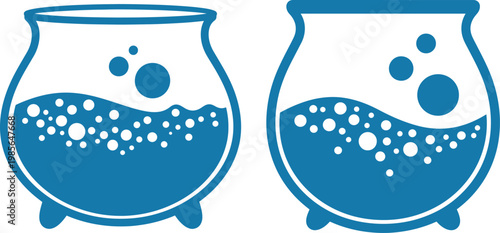 Bubbling potion cauldron icon vector set on white
