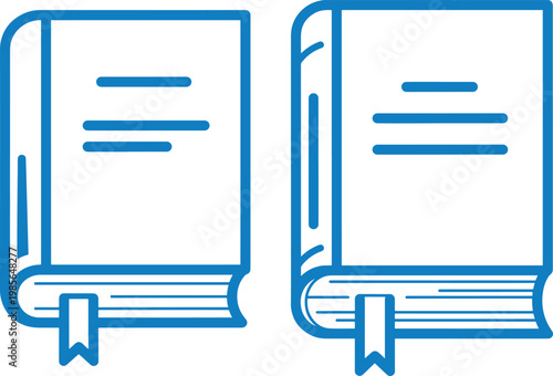 Two book icons with ribbon bookmark, reading and education