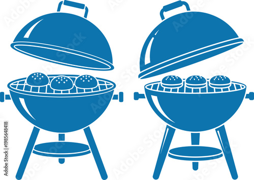 Barbecue grill vector icons hamburger cooking