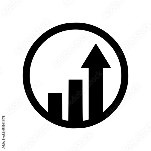 Minimal business growth badge icon with circular shape and upward arrow chart. Clean flat SVG design ideal for analytics, financial growth, performance tracking, and business dashboards.