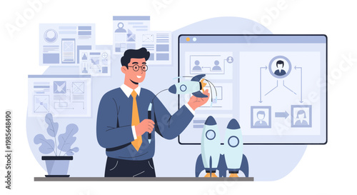 Businessman presenting on a screen 1.