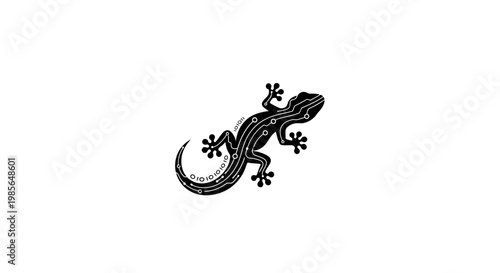A black and white illustration of a lizard.