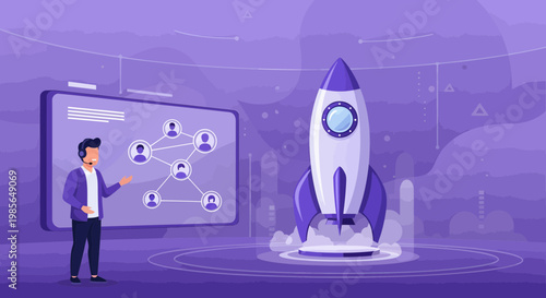 Rocket Ship Launching into Space.