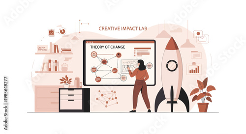 Woman standing in front whiteboard.