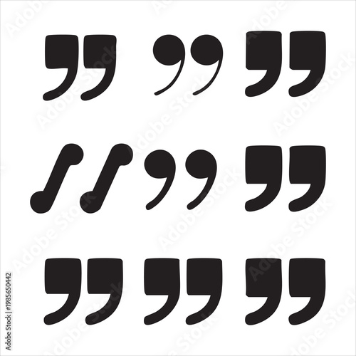 Set of minimalist quotation marks for punctuation design and text layout in vector graphic format