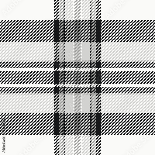 Elementary texture pattern tartan, industrial seamless vector fabric. Winter background plaid textile check in white and black colors.