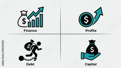 Financial concepts and terms icons Vector
