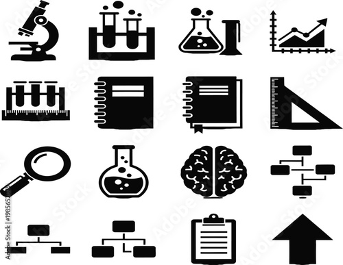 Common laboratory glassware and equipment illustrations Vector