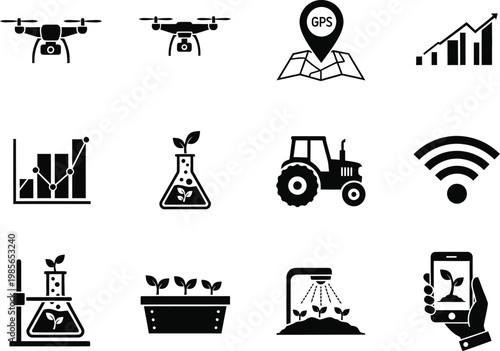 Various types of technology used in modern navigation and measurement Vector