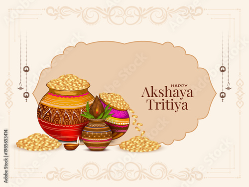 Happy Akshaya Tritiya Indian Hindu festival greeting card