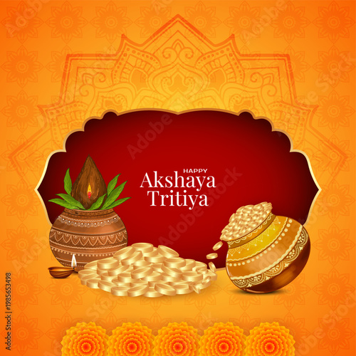Elegant Happy Akshaya Tritiya traditional Indian festival card
