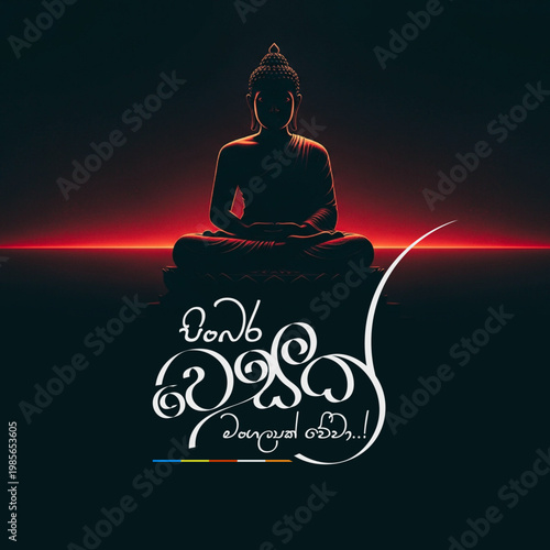 Vesak Poya - Happy Vesak Srilanka Typography Vector