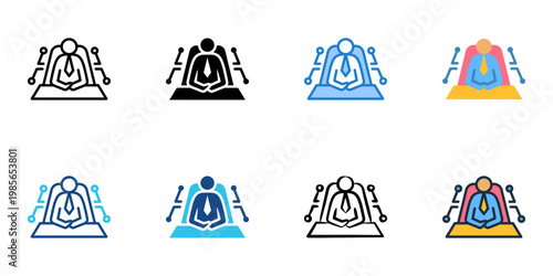 Tech founder icons set multiple style collection. Editable stroke 
