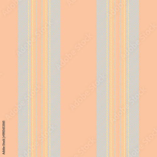 Ctraight textile pattern stripe, honey vector background texture. Vustomized seamless fabric lines vertical in orange and cyan colors.