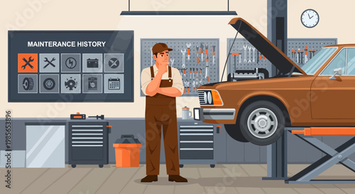 Mechanic standing next to car 7.