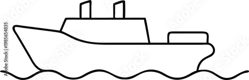 A simplified outline drawing depicting a modern powerboat moving across the water