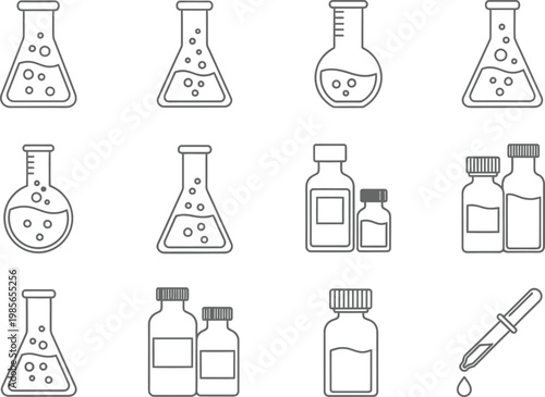 Various laboratory glassware and apparatus used in chemical experiments Vector