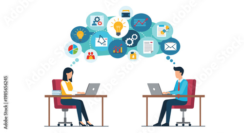 Professional janitor in a blue uniform and safety gear carefully mopping a hallway floor with a yellow wet floor warning sign standing nearby.