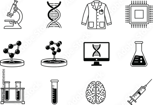 Essential laboratory equipment used in scientific experiments and chemical analysis Vector