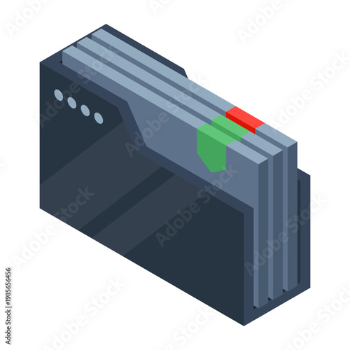Isometric folder with documents. Document folder isometric. Archive containing documents. Isometric technology