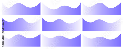 Collection of dividers shape templates. Modern separator header for website and app. Curve lines, wave collection of abstract design element for top and bottom page web site.Vector Illustration