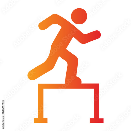 A person runs quickly over an obstacle with motion and energy.
