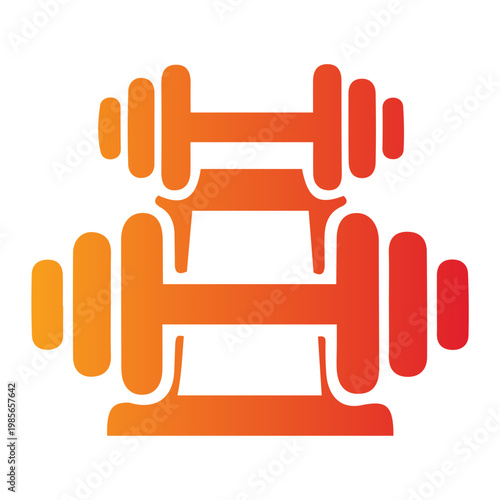 Fitness equipment illustration shows dumbbells in gradient colors