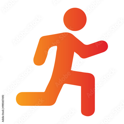 A person runs quickly in a dynamic motion with orange and red hues.