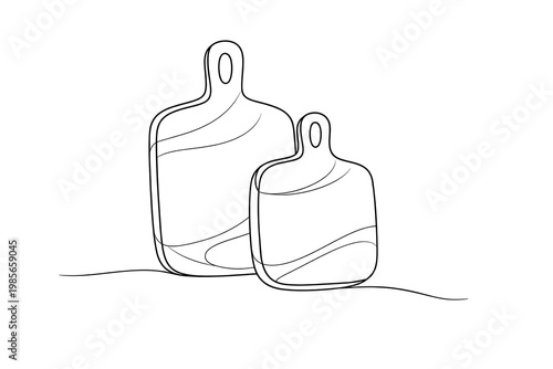 Two cutting boards in minimalist line style kitchen