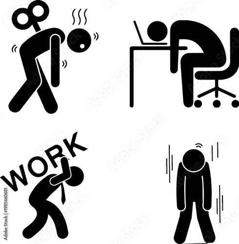 Mental Health at Work and Professional Burnout Sign Collection