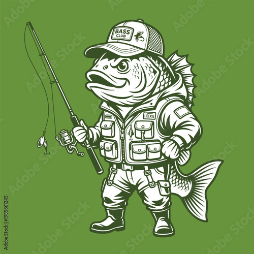 Bass Fishing Mascot Vector Design
