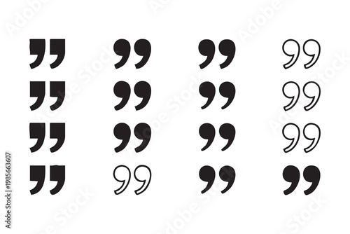 Set of various quote marks isolated on white background for design projects and typography